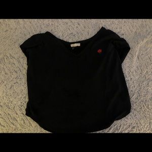 black shirt with rose detail